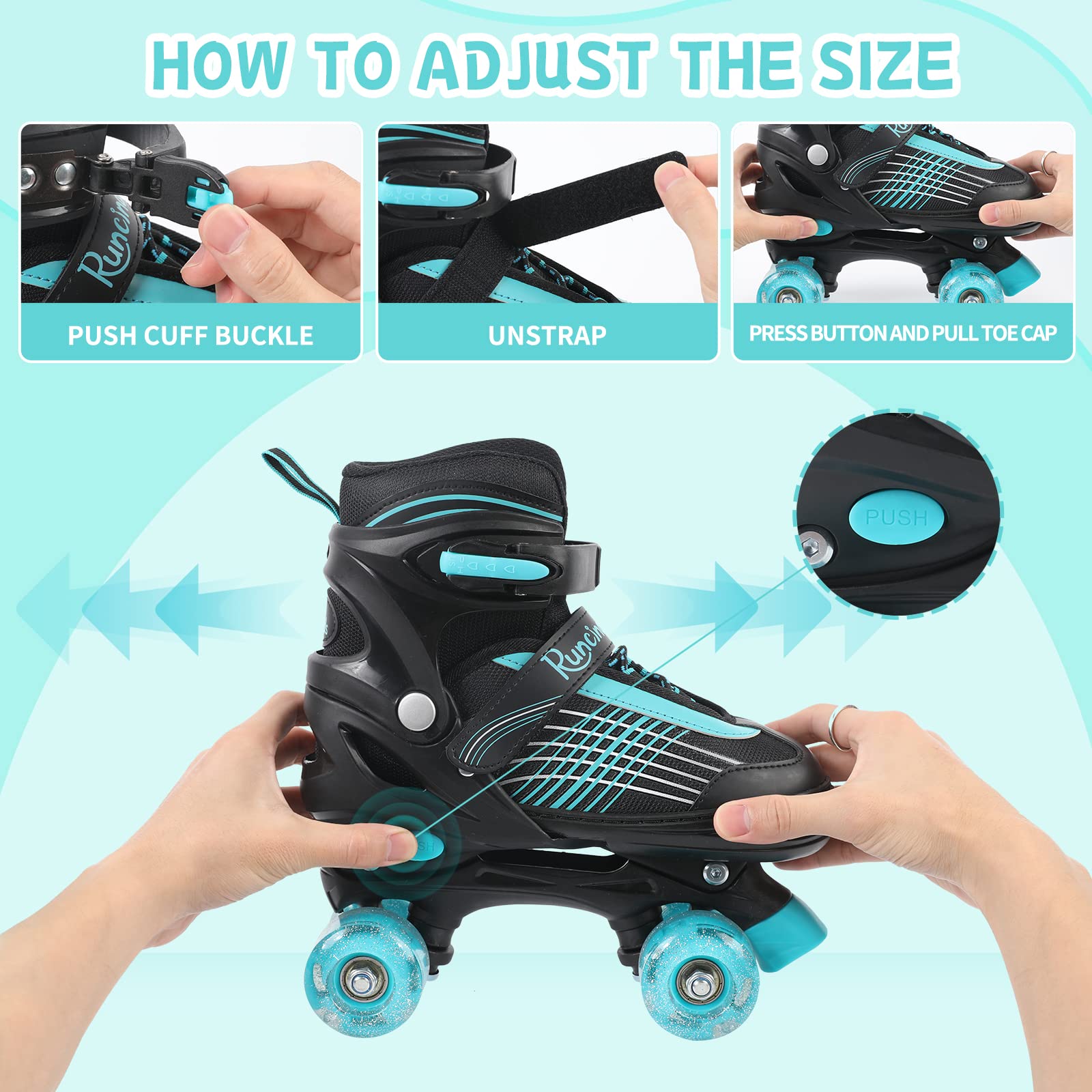 Patins à roulettes réglables pour Enfants pour garçons Filles, Patins à roulettes pour Tout-Petits pour débutants avec Roues Lumineuses
