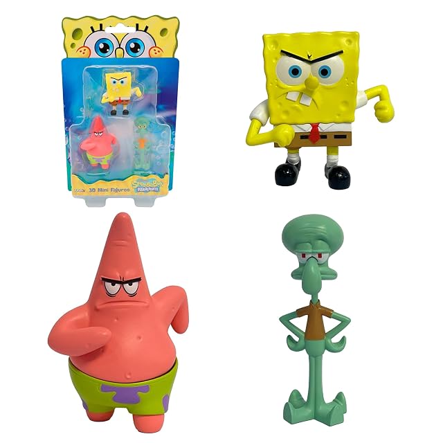 Bizak Bob Esponja Pack 3 Figuras Blister, muñecos coleccionables de 5 cm