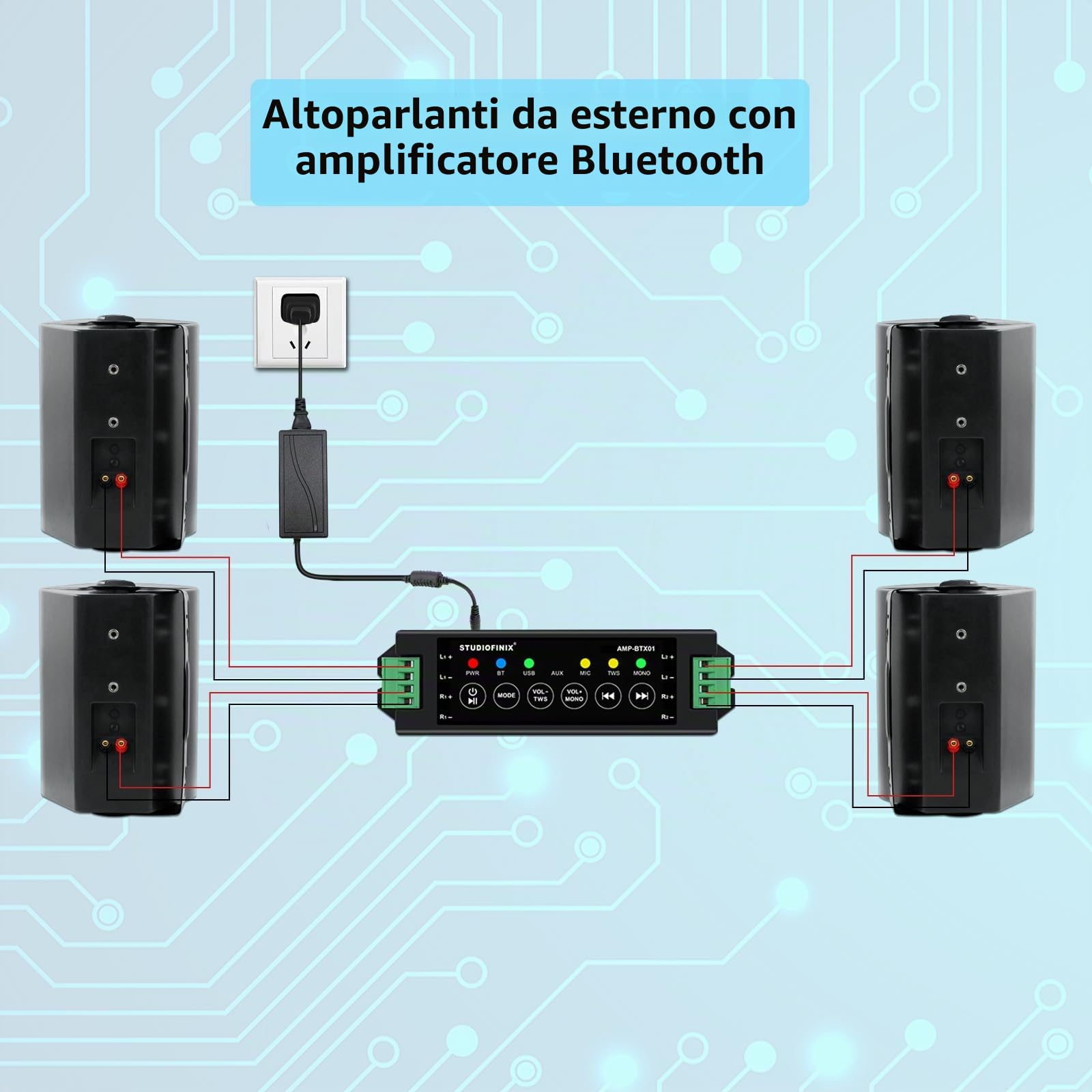 STUDIOFINIX Altoparlanti 5,25 pollici 600 watt Bluetooth per interni ed esterni