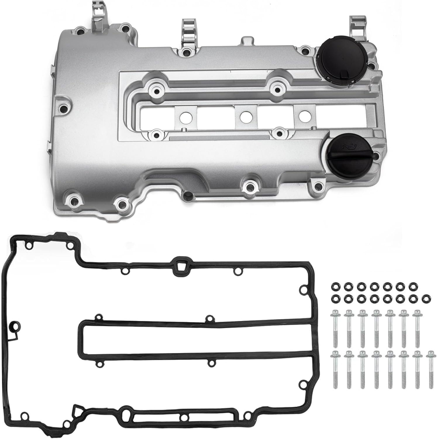 Upgraded Aluminum Engine Valve Cover with Gasket, Bolts & Oil Filler Cap Compatible with Chevrolet Cruze 2011-2016, Sonic 2012-2020, Trax, Volt, Cruze Limited & Buick Encore & Cadillac ELR