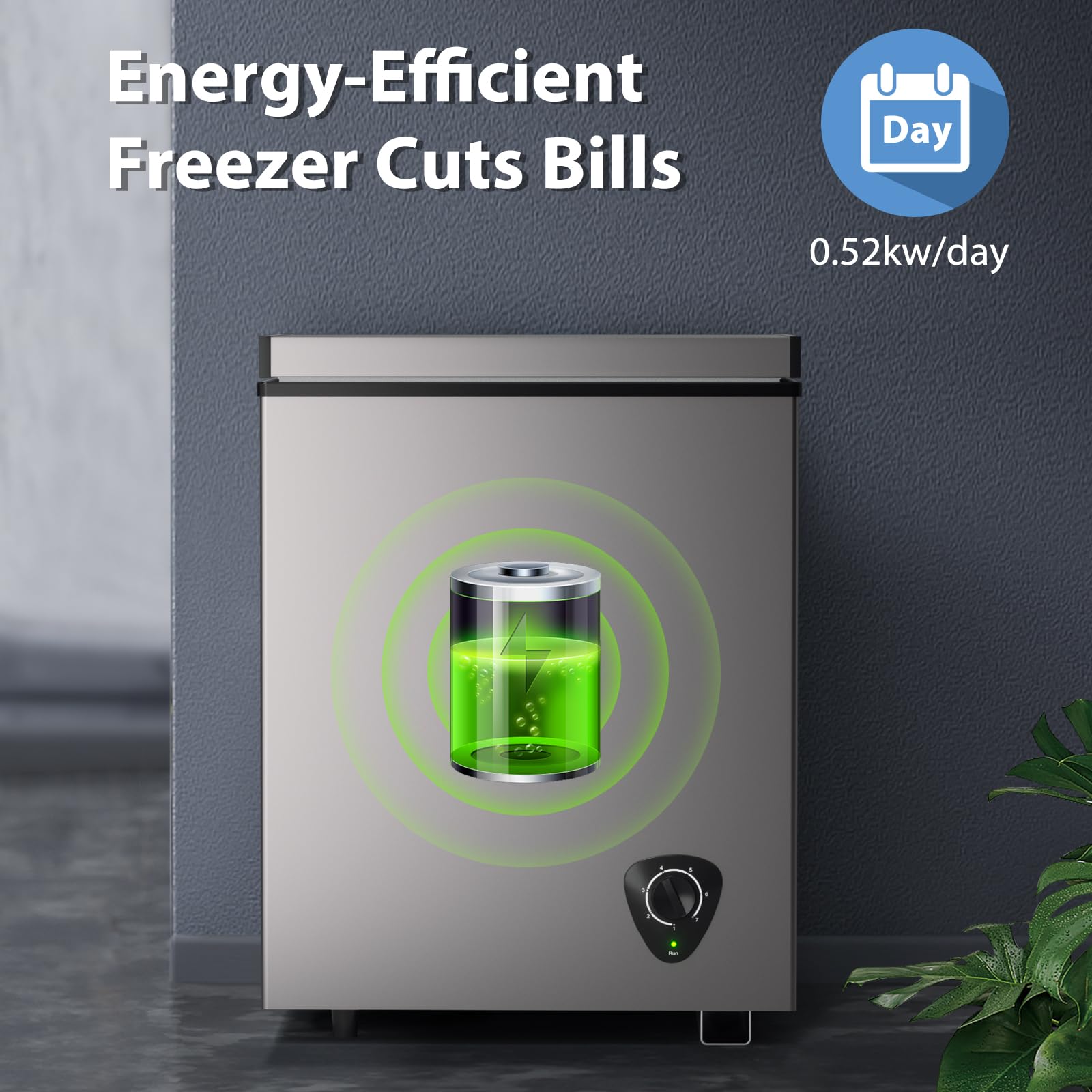 Lifeplus Chest Freezer, 3.5 Cubic Feet Small Deep Freezer Compact Top Open Door With Removable Basket, 7 Temperature Control Energy Saving Super Quiet For Kitchen Office Apartment Garage, Grey on Fridge.com - View 5