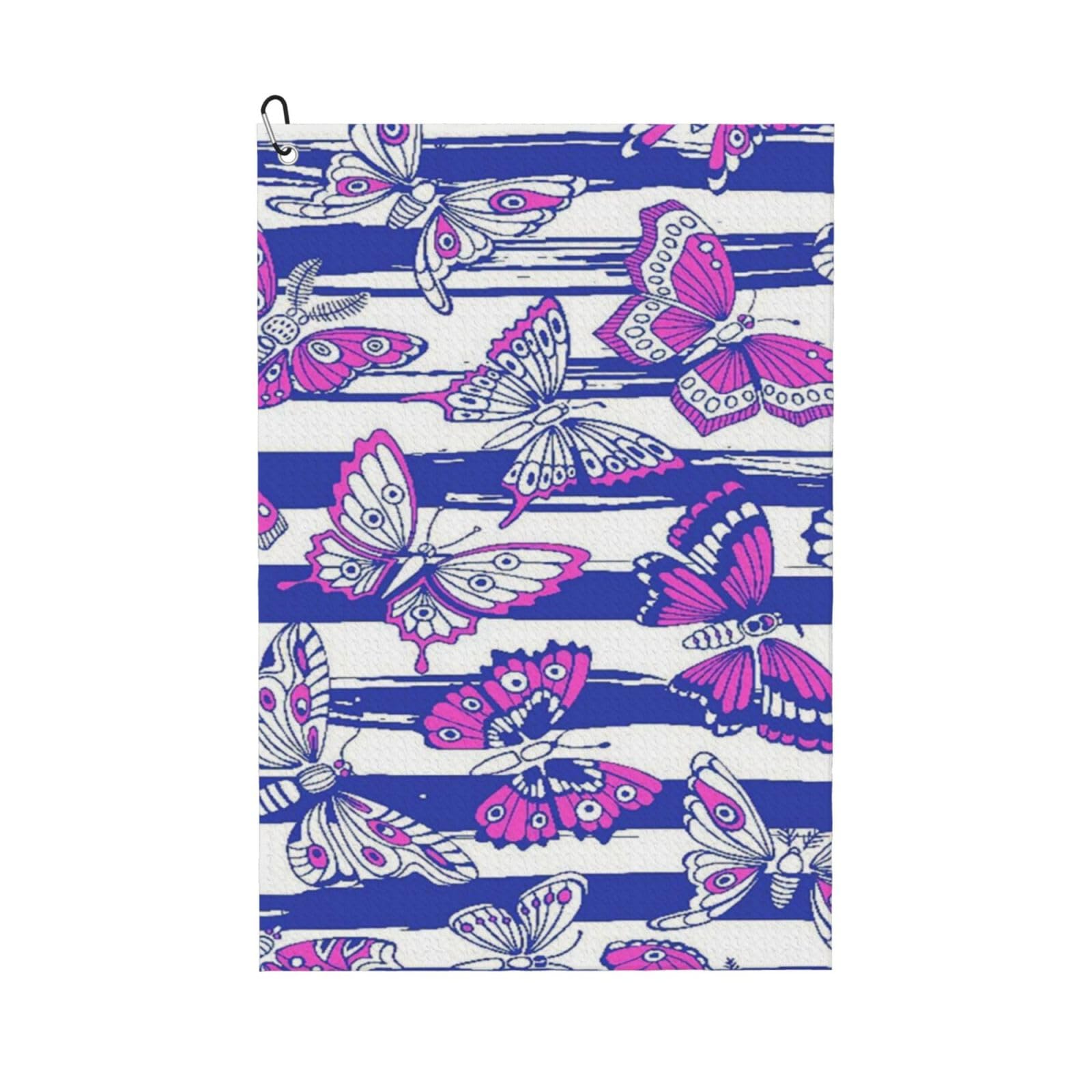 Oudrspo Decoive Butterflies Microfiber Golf Towel with Carabiner Clip, 16x24 Inch Absorbent Waffle Weave Towel for Golf Bags
