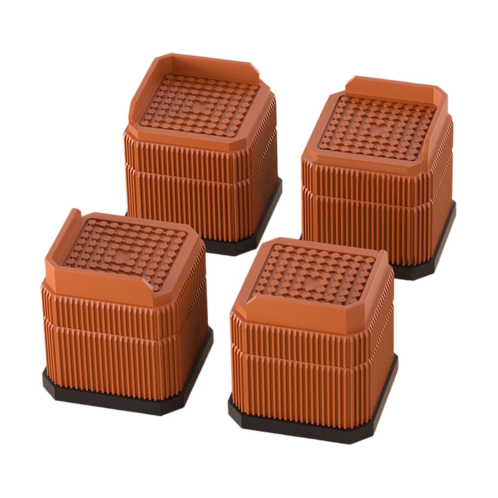 4Pcs Bed Risers Sturdy Bed Lifters Desk Leg Risers for Washers Sofas Fridges Brown-image-21