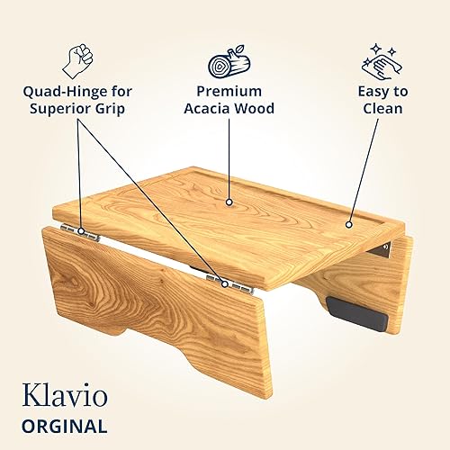 Miniatura 2 de Bandeja robusta para mesa de sofá con bisagras dobles, pino  Bandeja de brazo de sofá con clip para sofá y escritorio - Bandeja para reposabrazos