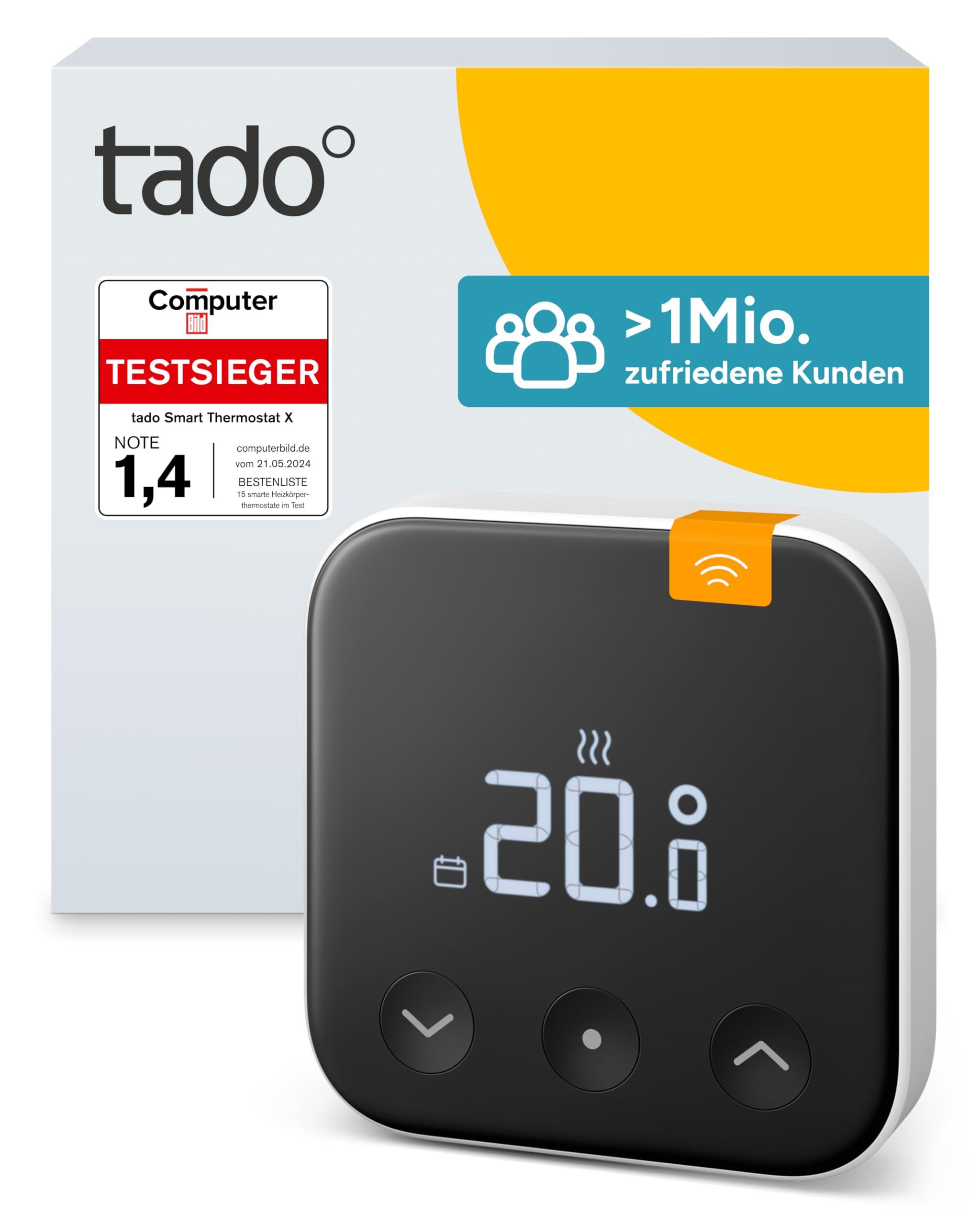 tado° Funk-Temperatursensor X, Zusatzprodukt für Smarte Heizkörperthermostate X, für optimale Heizkörpersteuerung, Energie und Kosten sparen, einfache DIY Installation
