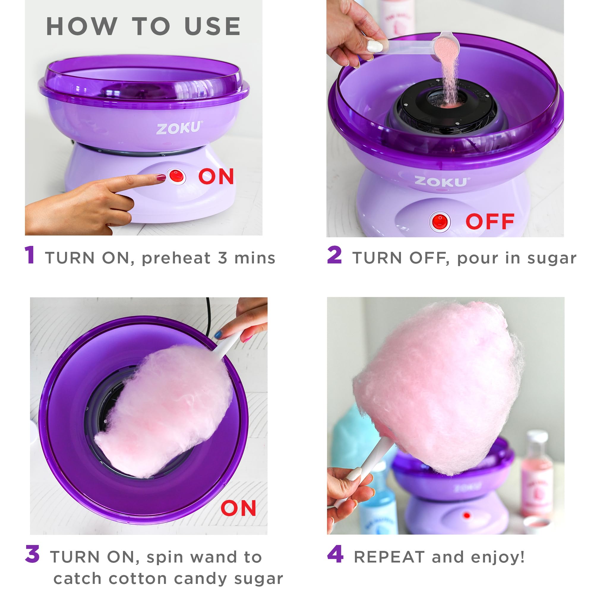 Amazon.com: ZOKU Cotton Candy Maker, Countertop Cotton Candy