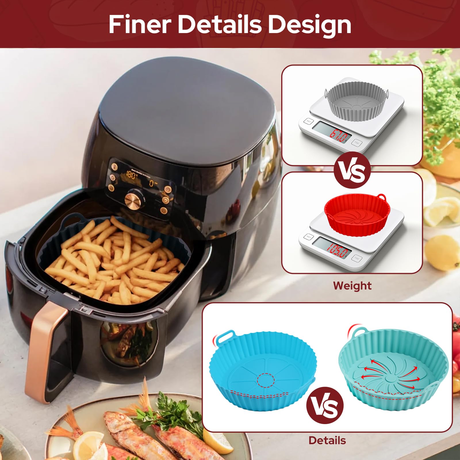 Angoily Moule Silicone Pour Air Fryer Réutilisable Tapis Et