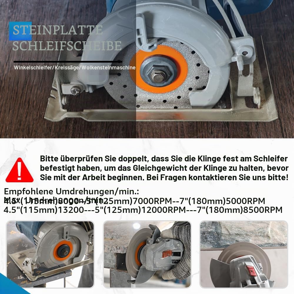 Steinplatten-Schleifscheibe 125MM Glasschneidescheibe (5 Stück), Granit-Trennblatt, Diamant-Schleifscheibe für Steinplatten, Stein, Fliesen, Marmor, Granit, Glas, Diamant-Sägeblätter