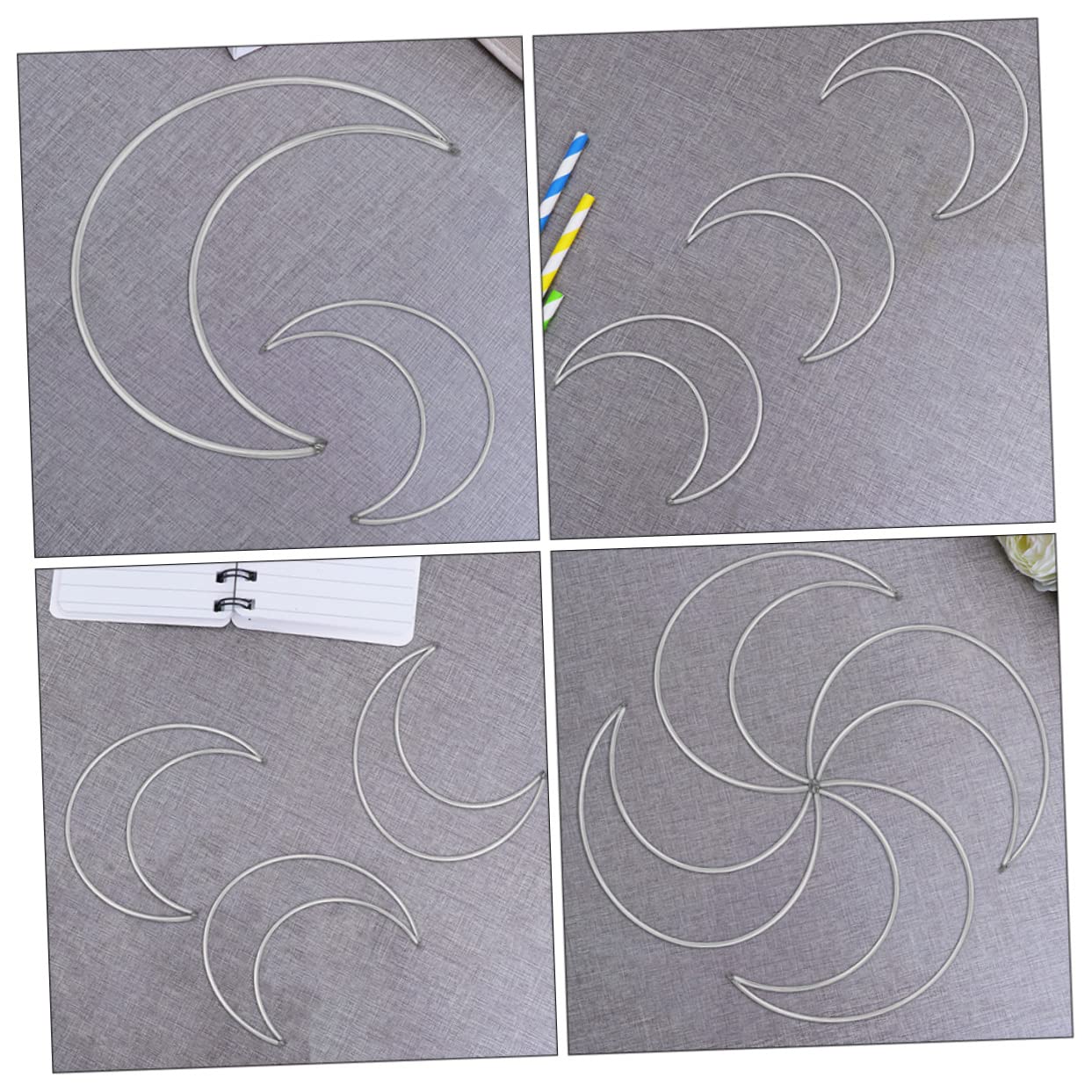 FUNOMOCYA 8pcs Dream Catcher Hoops Moon Shaped Floral Craft for Macrame Wall Hangings and Home Decor