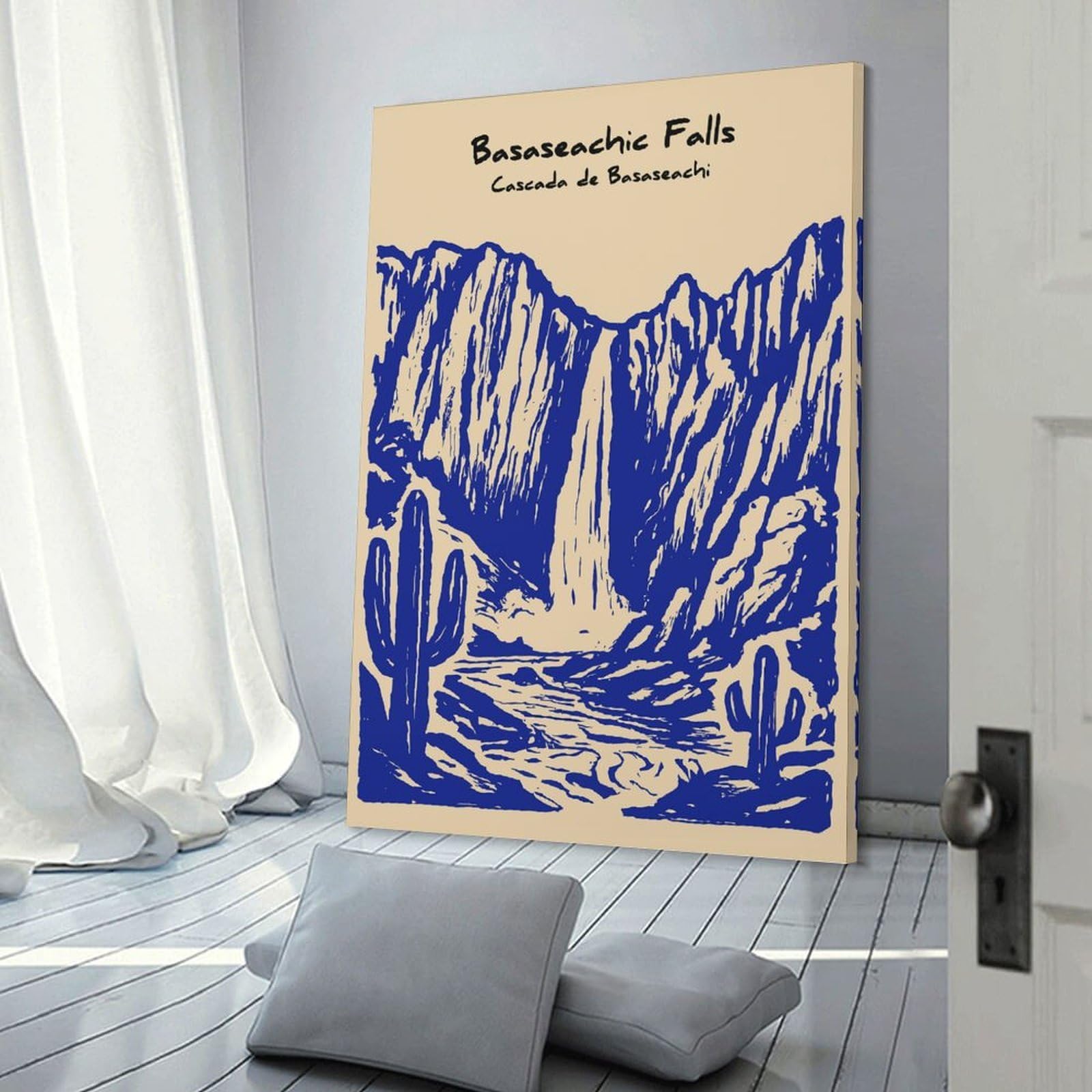 Junmoney Basaseachic Falls Illustration Decorative Canvas Print 08x12inch(20x30cm), for Gallery Wall Layouts in Home Or Office, Home Wall Art for Statement Displays