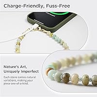 Vista 3 de Dije de piedra natural para teléfono, correa de muñeca de teléfono curativa con cuentas, cordón de cadena para teléfono celular hecho a mano