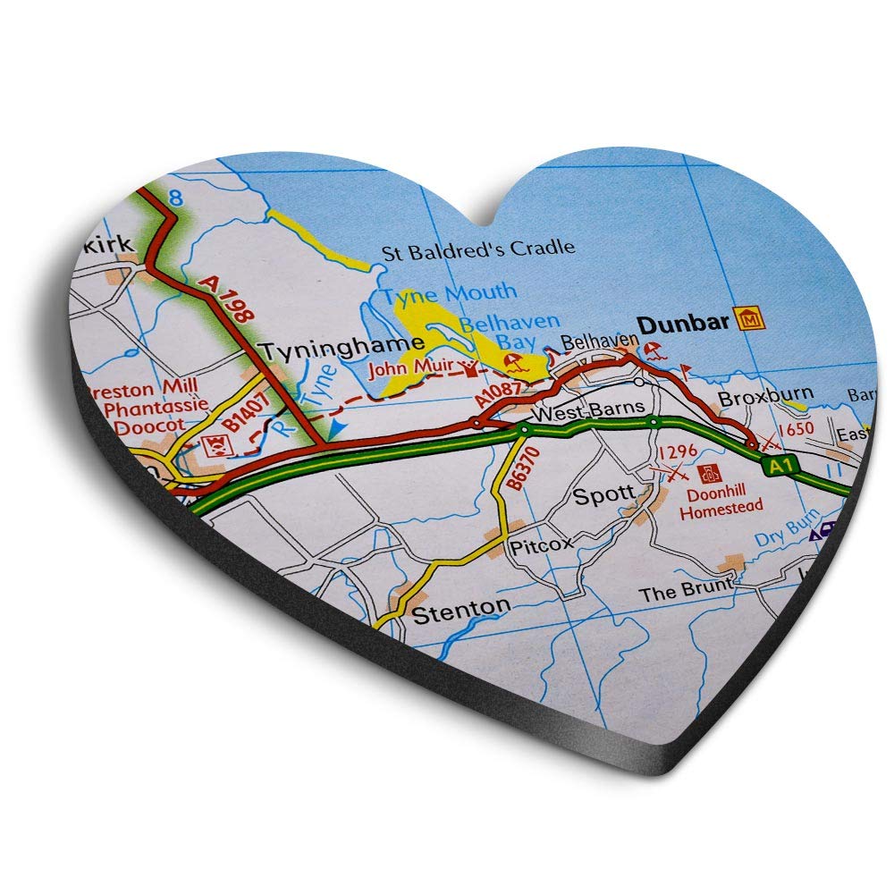 Destination Vinyl Ltd Multicolor 1 X Heart Mdf Magnets - Dunbar Scotland Travel Uk Gb Map 44917