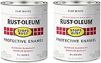 Vista 11 de Rust-Oleum 7790502 - Pintura antióxido para aplicación con brocha, cuarto de galón, blanco plano (paquete de 1)