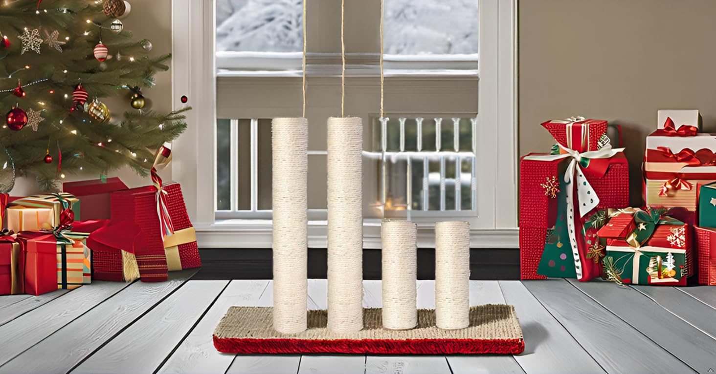 Barelove Paquete de 4 postes rascadores de repuesto para gatos, 15.7 pulgadas y 7.9 pulgadas, postes rascadores de cuerda de sisal natural de repuesto para torre de gatitos de interior, cuerda de