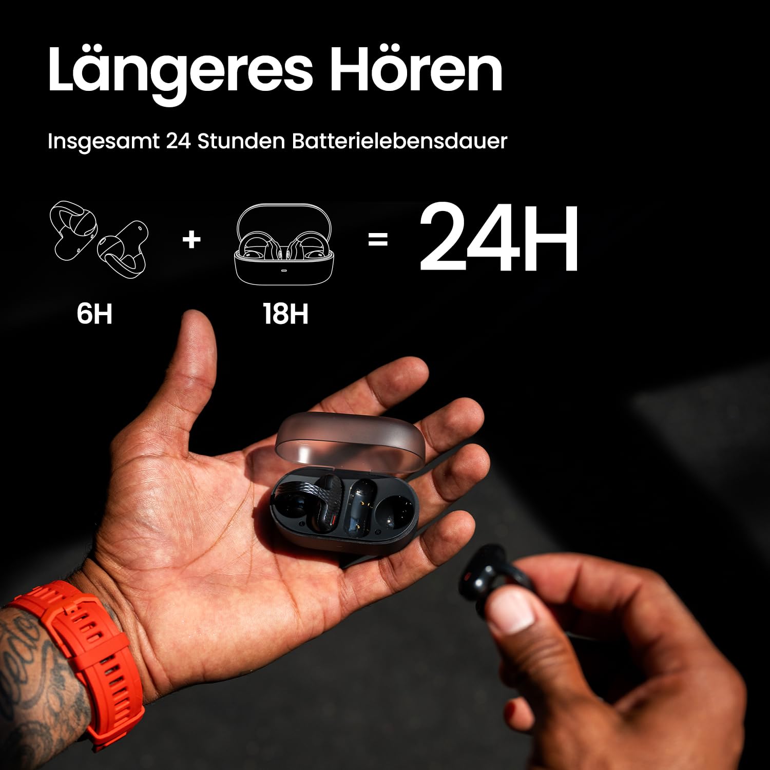 Amazfit Up Bluetooth Kopfhörer, Kabellose Open-Ear-Ohrhörer mit Touch-Steuerung, IPX4 Wasserfest & Schweißresistent, KI-Rauschunterdrückung, Ideal für Sport & Laufen, Kompatibel mit Android & iPhone