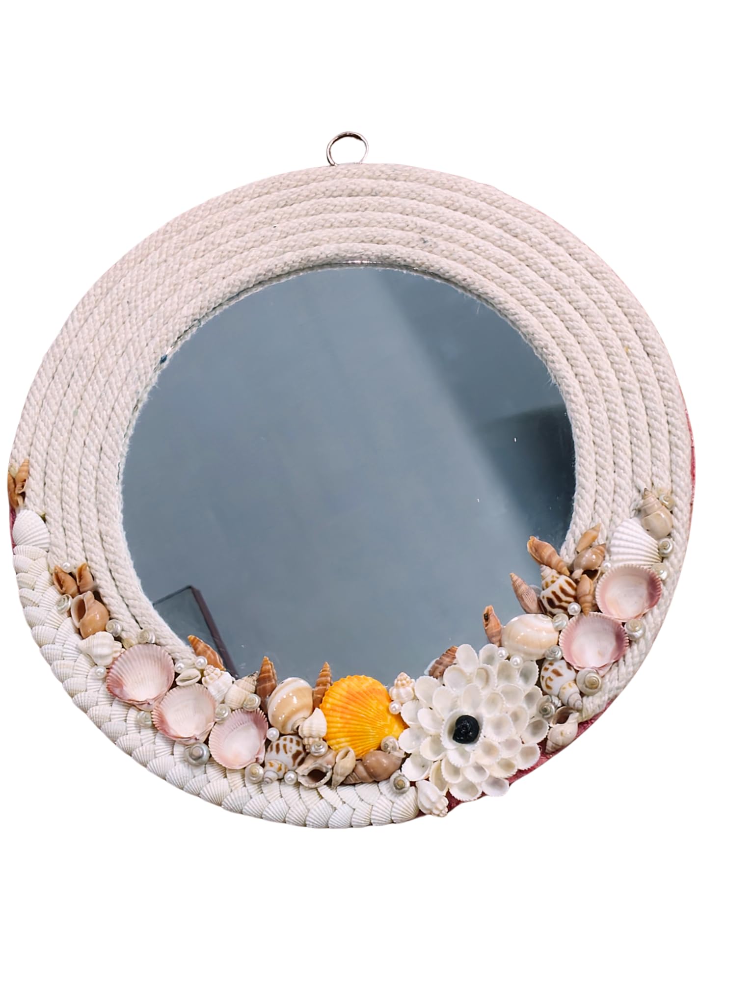 Shell Mirror- Handcraft-Sea Shell Wall Hanging Mirror- Round Shape 14 inch-Wall Mirror for Bathroom-Unique Mirrors for Home-Compact Mirrors for Home-Bohoi theamed-image-28