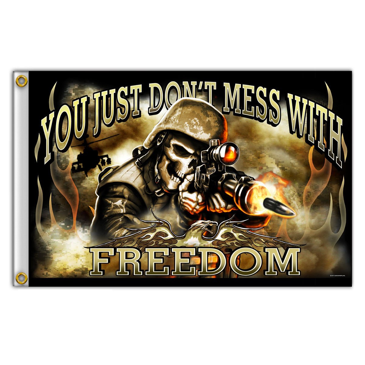 Hot Leathers (FGA1046 Multi; 3'x5') Multicolor Skull Soldier Flag