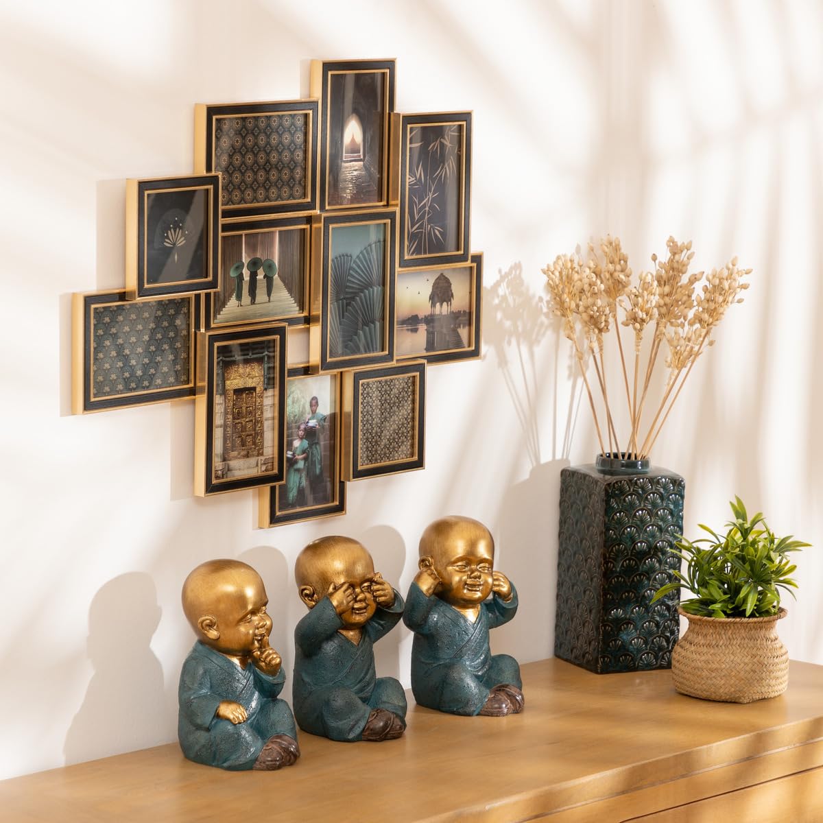 Set de 3 Statues Bouddha Sagesse H 21 cm - Atmosphera