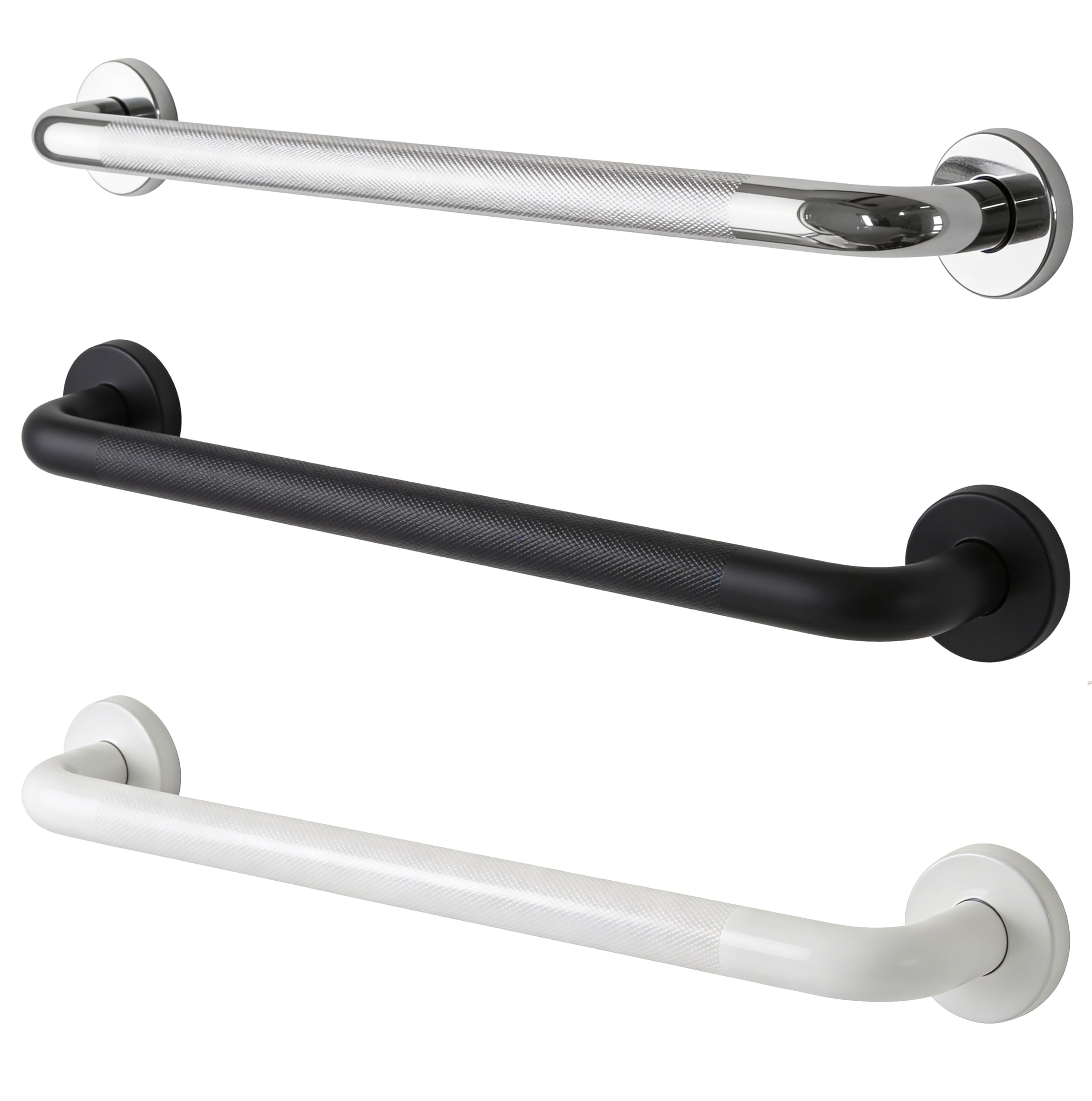 Barra de Apoyo de Acero Inoxidable 68 cm con Superficie Antideslizante | Asidero de Seguridad para Ducha y Bañera | Agarradera Ideal para Personas Mayores y Baño Accesible