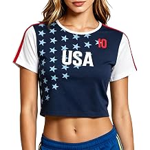 World Cup T-Shirts for Women Tops Brazil Crop Top T-Shirts with Graphic 90s Streetwear Stylish Slim Fit Lightweight Short Top Elastic Casual Shirt Slip Blouse