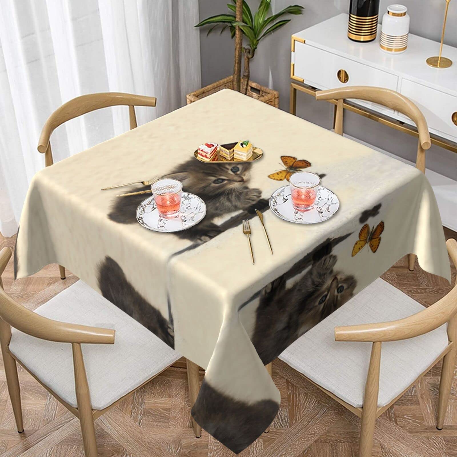 Nappe imperméable chat et papillon pour protéger la table des taches d'enfants