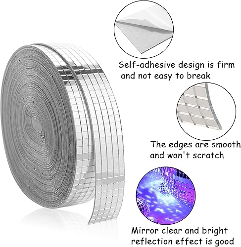 Miniatura 4 de Azulejos de espejo de bola de discoteca, calcomanías autoadhesivas de bolas de discoteca, azulejos de mosaico de espejo cuadrado pequeño para