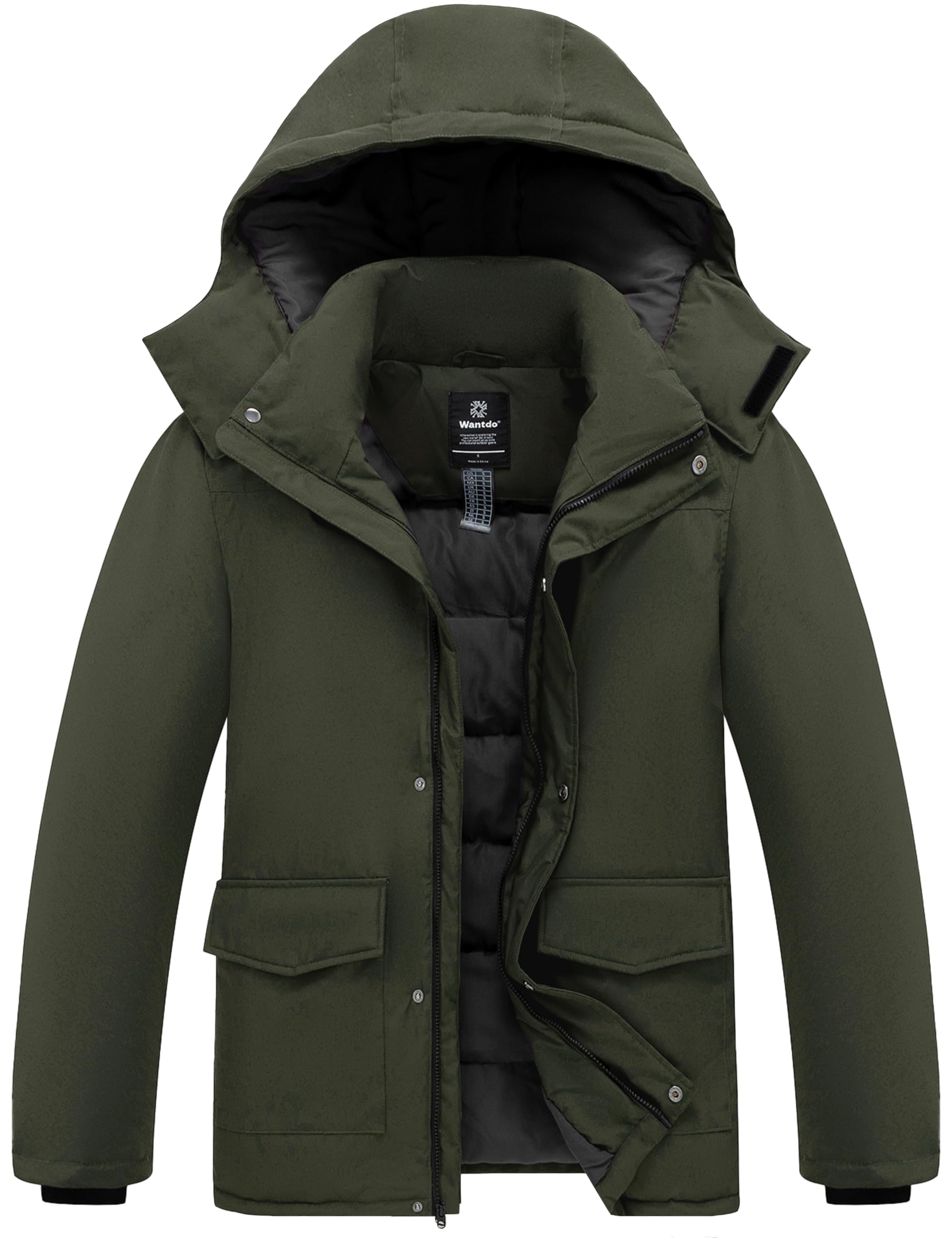WantdoMen's Thicken Winter Coat Insulated Warm Parka Jacket Hooded Puffer Jacket