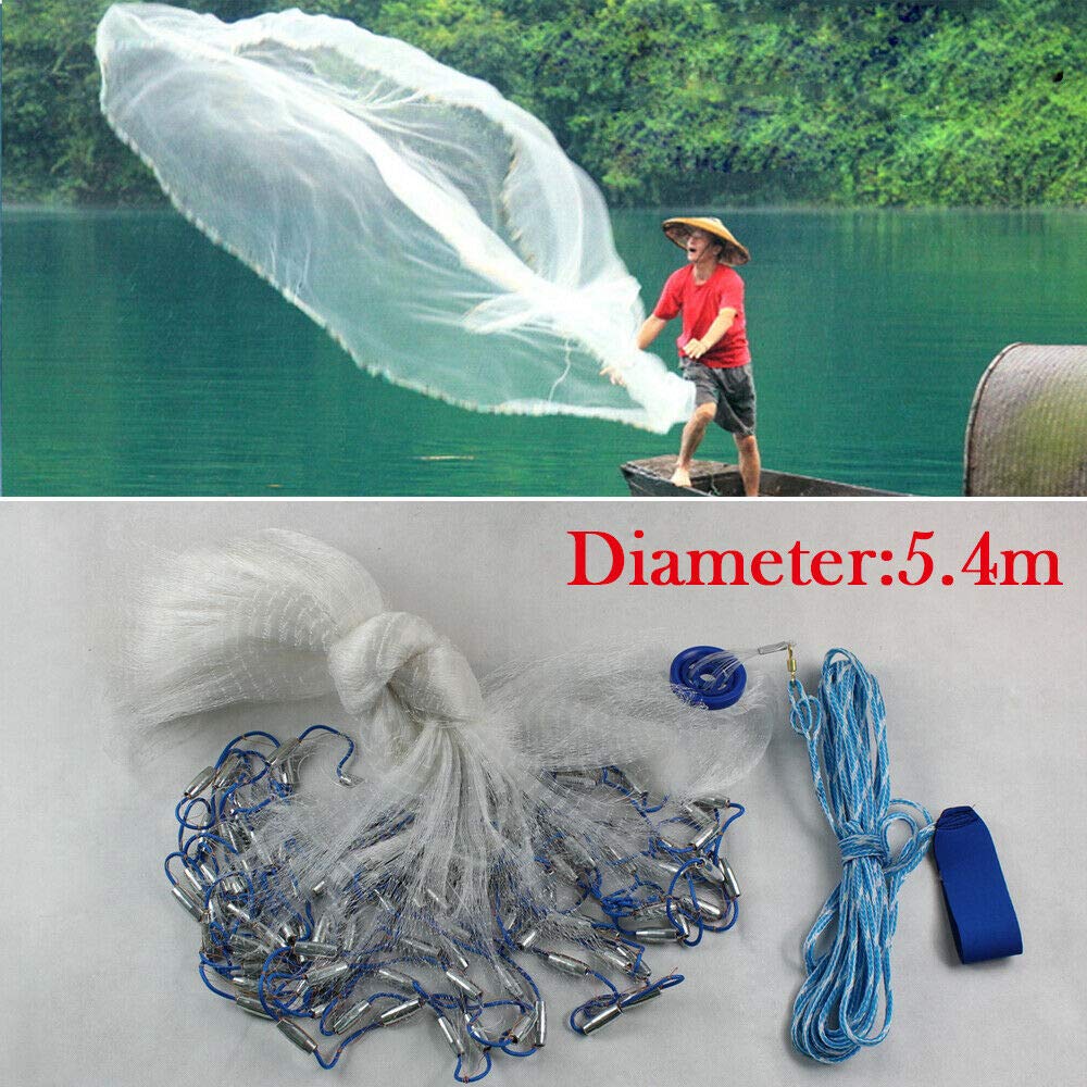 Rete da pesca, semplice rete da lanciare acqua dolce, diametro attrezzatura da pesca, con deconcentratore, cavo a piombo, 2,5 kg