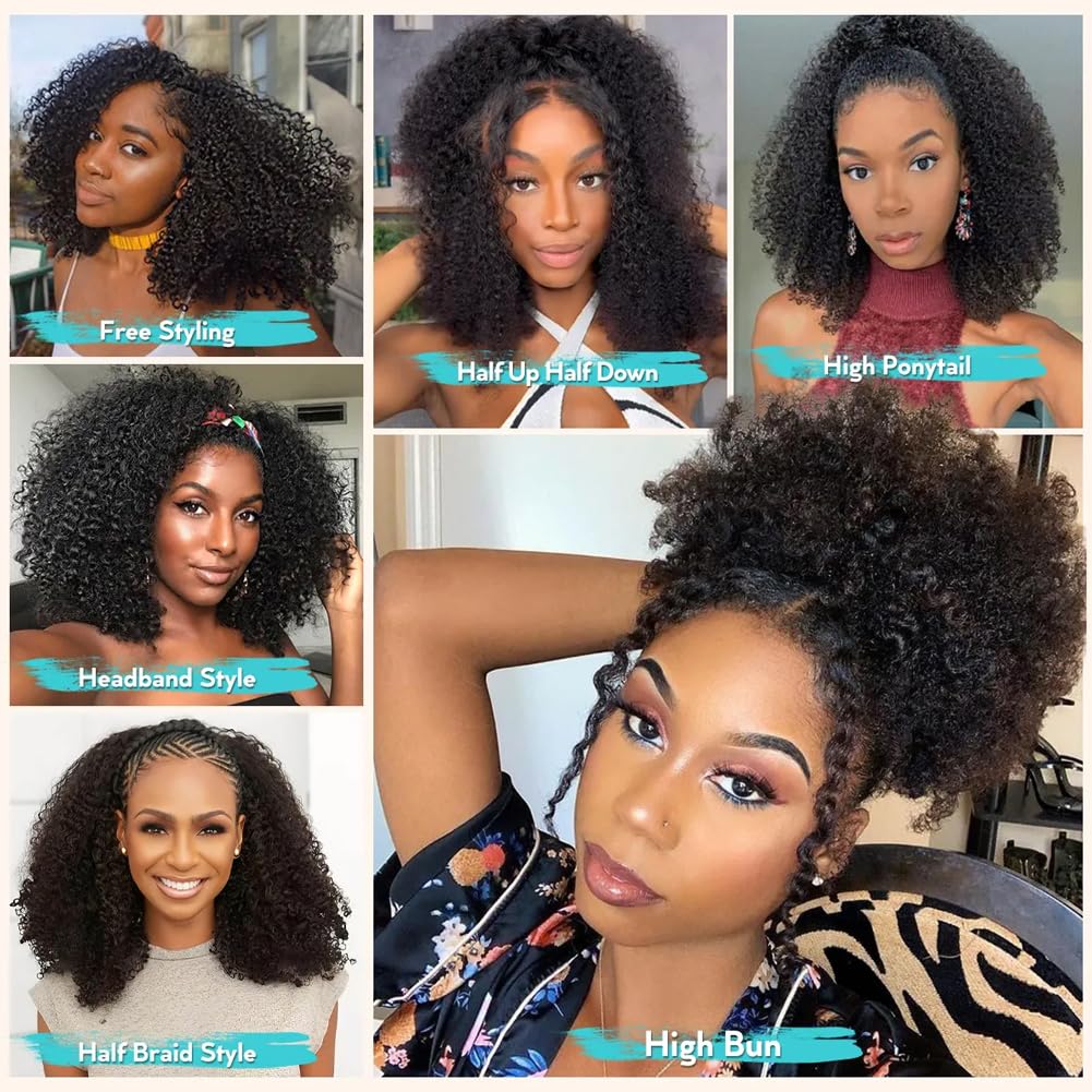 Amazon.com : QUANDIAN Kinky Curly Half Wig Human Hair 200  display picture 2