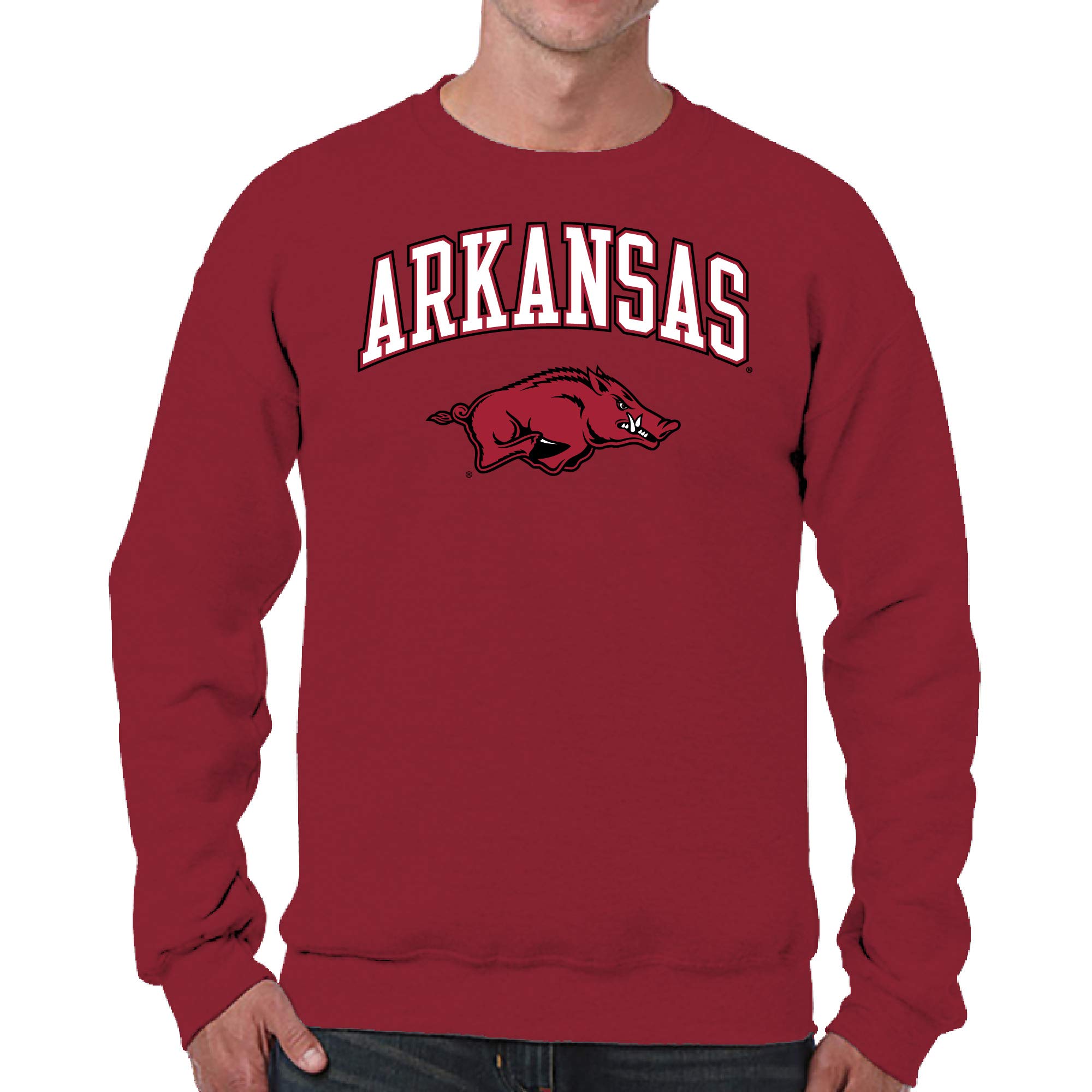 Adult Arch & Logo Soft Style Gameday Crewneck Sweatshirt (Arkansas Razorbacks - Cardinal, Large)