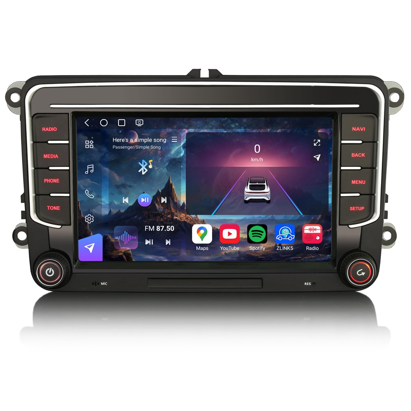Erisin 8-rdzeniowy 8GB+128GB Android 14 GPS Nawigacja Samochodowa Stereo do VW Golf Polo Caddy Amarok Passat Seat Skoda do Tiguan 7" Bluetooth 5.1 CarPlay Android Auto DSP Audio WLAN OBD2 Canbus