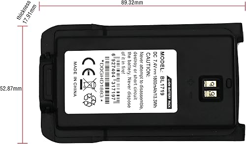 Miniatura 4 de Paquete de 2 baterías de repuesto de iones de litio 7.4V 1800mAh BL1719 para radio bidireccional HYT TC-508 TC-518 TC-580 TC- 446S TC-510 TC-585