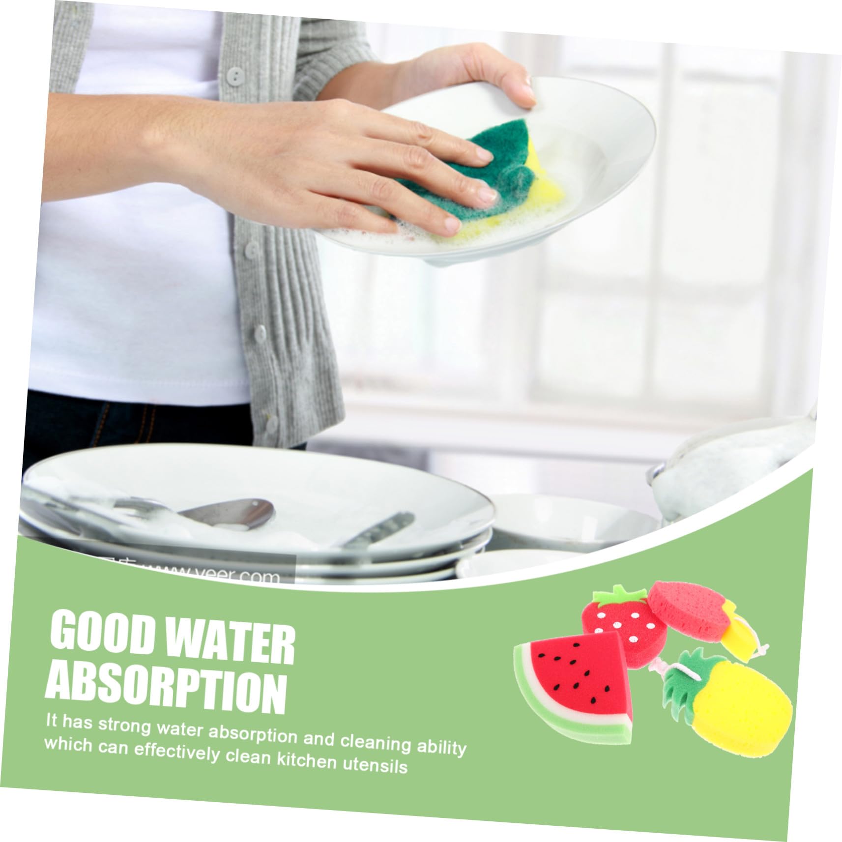 Éponges Cuisine de Fruits pour Nettoyer Casseroles et Plans de Travail Plusieurs Styles Lot de 4 Éponge à Récurer Cartoon Forte Absorption d'eau