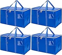 Vista 55 de BALEINE - Paquete de 8 bolsas de mudanza extragrandes, con asas reforzadas, bolsa de almacenamiento resistente para ropa, suministros de mudanza