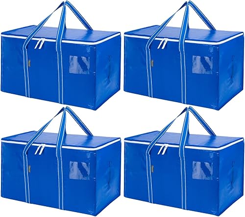 Vista 141 de BALEINE Paquete de 6 bolsas de mudanza de gran tamaño con asas reforzadas, bolsa de almacenamiento resistente para ropa, suministros de mudanza