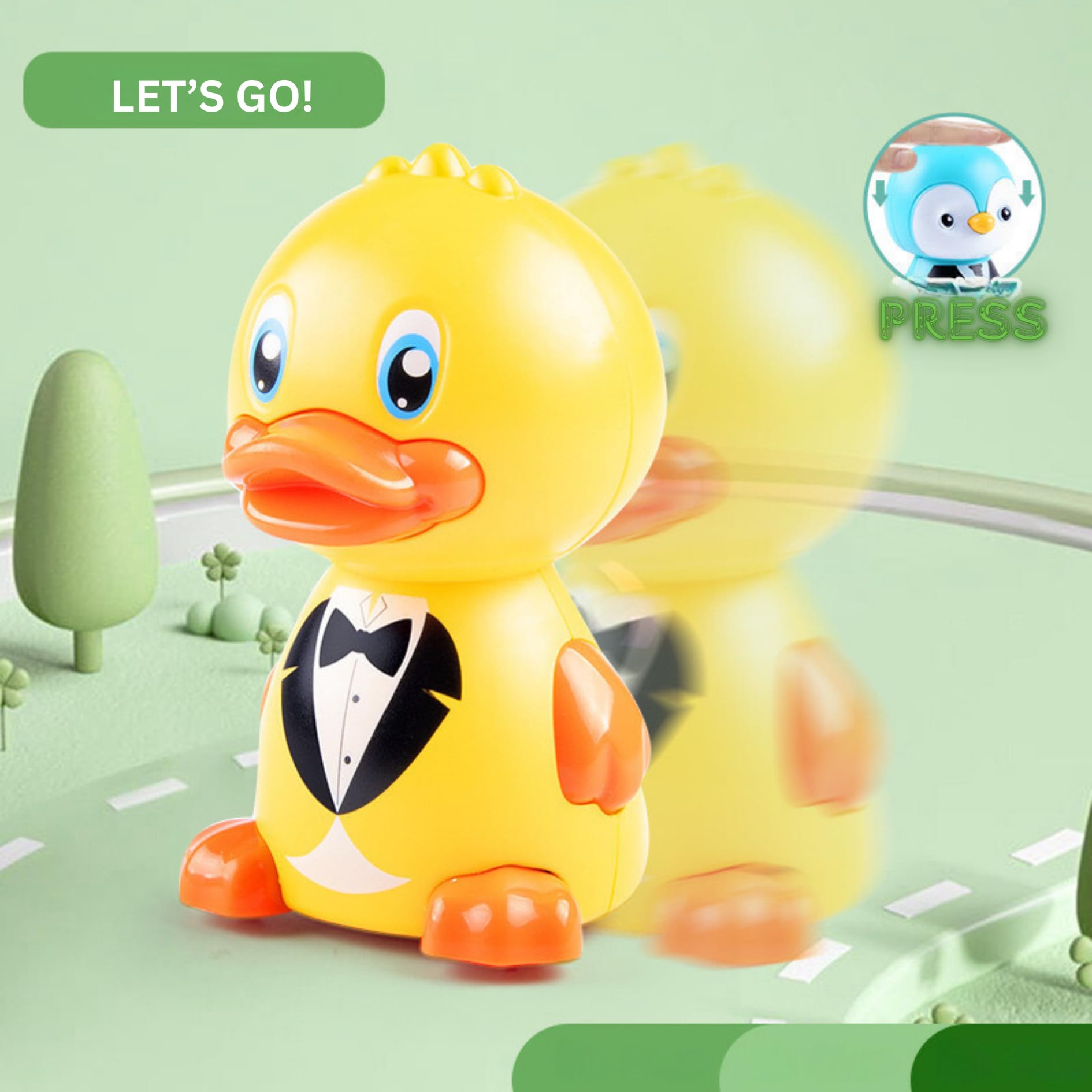 Jo Baby Press & Go Duck Crawling Toys for Kids Press and Go Animal Vehicle Toy for Toddlers and Kids Pack of 2 Pcs 1