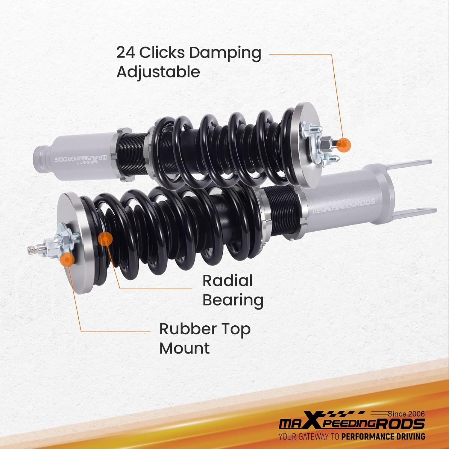 maXpeedingrods Coilovers for Honda Civic 1988-2000, for Honda CRX 1988-1991, for Delsol 1992-1995, for Acura Integra 1990-2001, 24 Levels Damper Adjustable Coilovers Suspension Lowering Kit