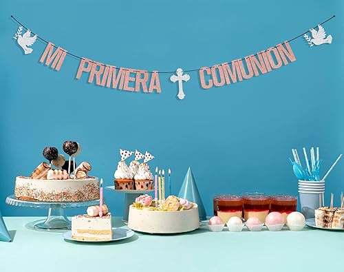 Miniatura 5 de Four Ever Sweet Mi Primera - Cartel de comunión  Decoraciones de fiesta de bautismo de primera comunión  Bautizo religioso decoración de baby