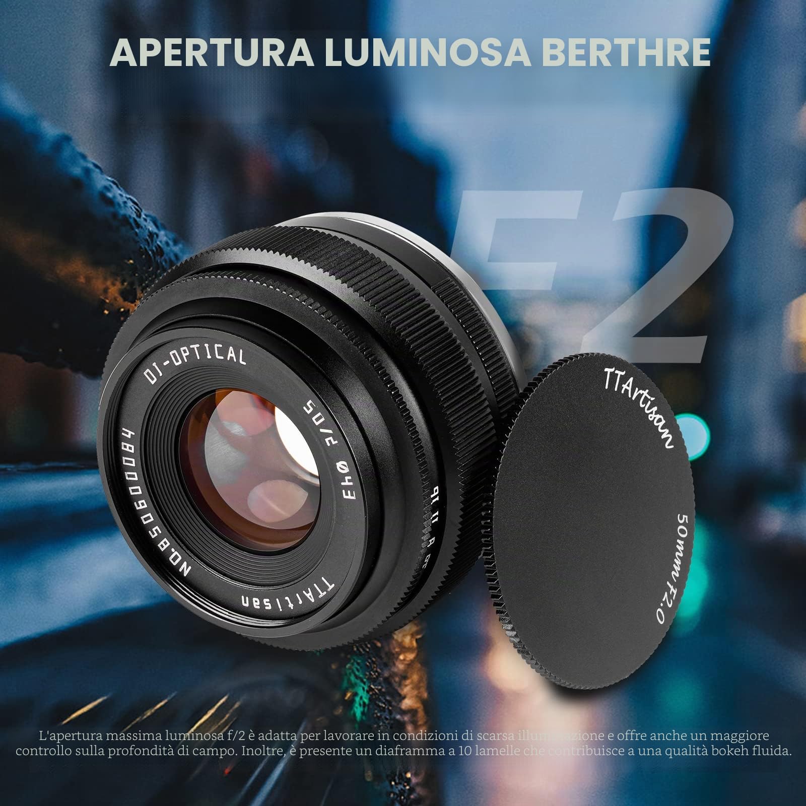 TTartisan 50mm F2 obiettivo full frame con messa a fuoco manuale, compatibile con fotocamere Sony E-mount A7 A7II A7III A7R A7RII A7RIII A7RIV A7S A7SII A7SIII A9 A6400 A6000 A6600 A6100 A6500 A6300