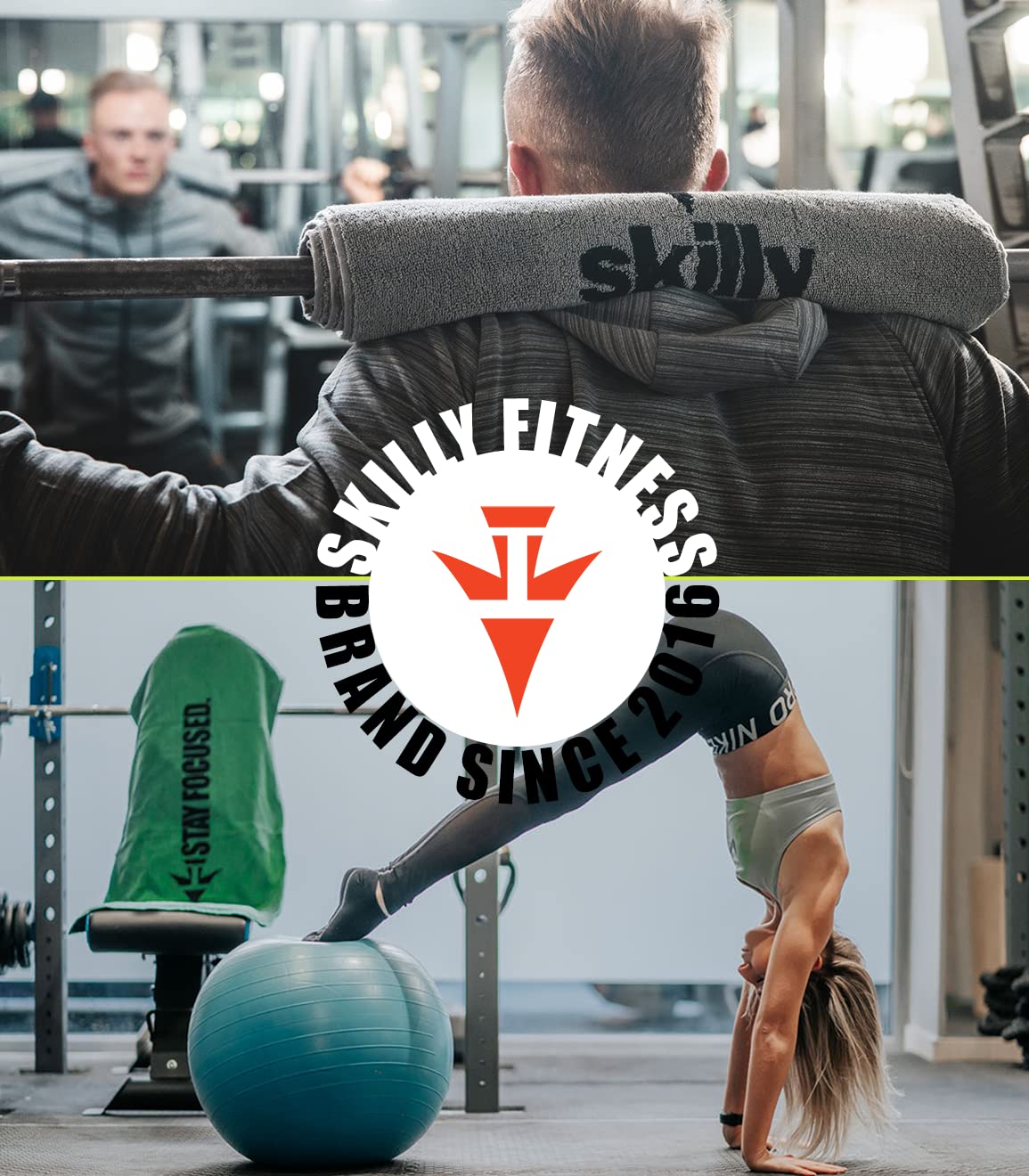 Skilly FBT120 - Asciugamano da Palestra in Cotone XL 120x50cm Con Funzione Anti-scivolo