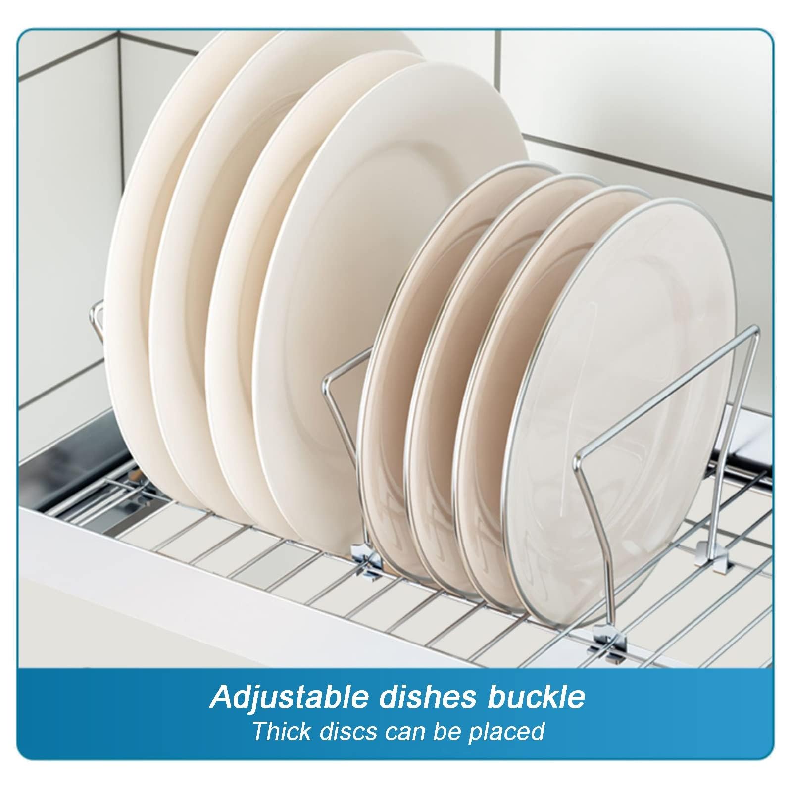 GAOXIAO Escurridor de Platos Colgante Pared, Escurridor de Acero Inoxidable montado en la Pared con Escurridor y Soporte para Cubiertos, Estante de Drenaje Ajustable 85cm
