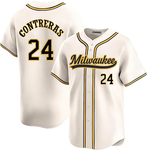 Vista 11 de Camiseta cosida de béisbol Milwaukee personalizada para hombres/mujeres/jóvenes para fanáticos de los deportes Milwaukee-10#navy