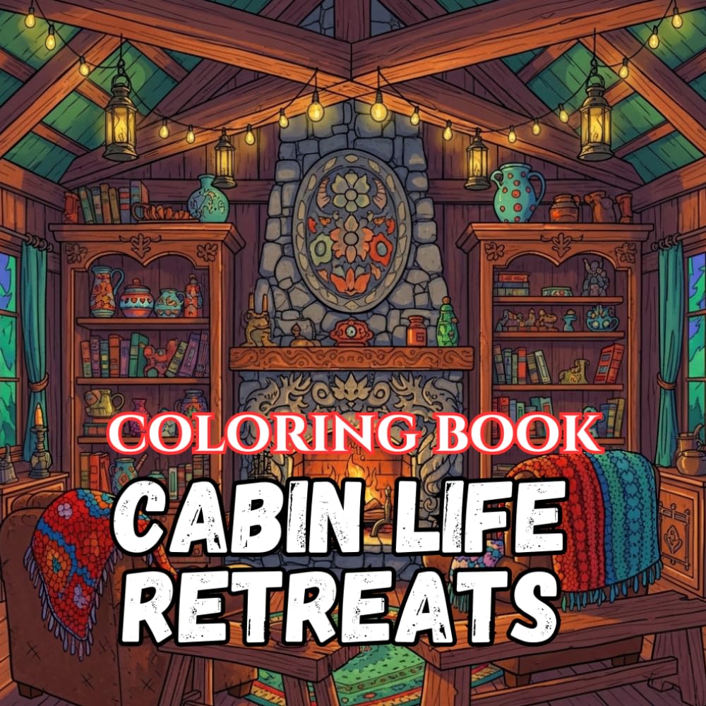 Cabin Life Retreats: A Cozy Rustic Coloring Book Featuring Mountain Cabins, Forest Hideaways, Campfires, Lakeside Views, Woodland Wildlife, and Peaceful Outdoor Living