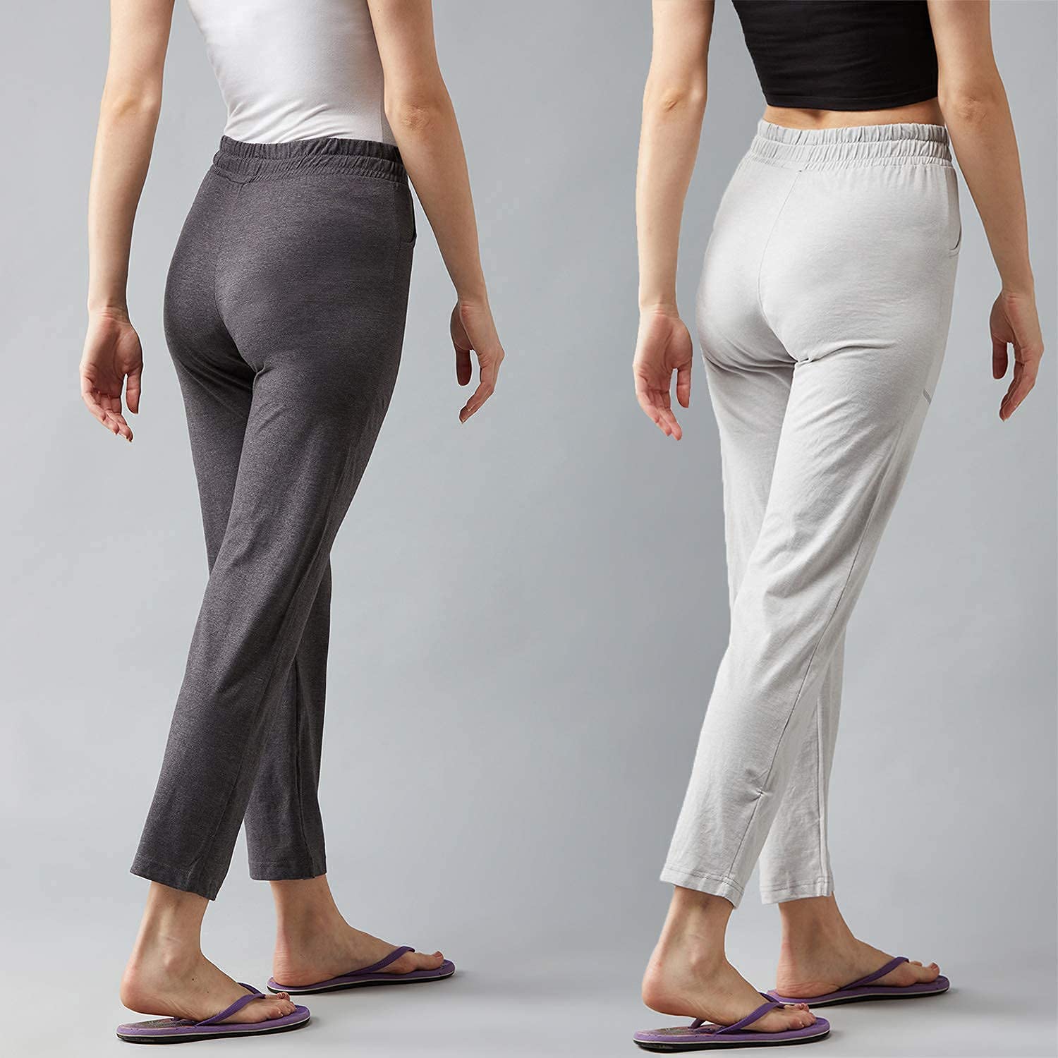BLINKIN Cotton Pyjamas For Womenं Combo Pack Of 2 With Side Pockets (Color_Dark Grey|Light Grey,Size_2XL) 1