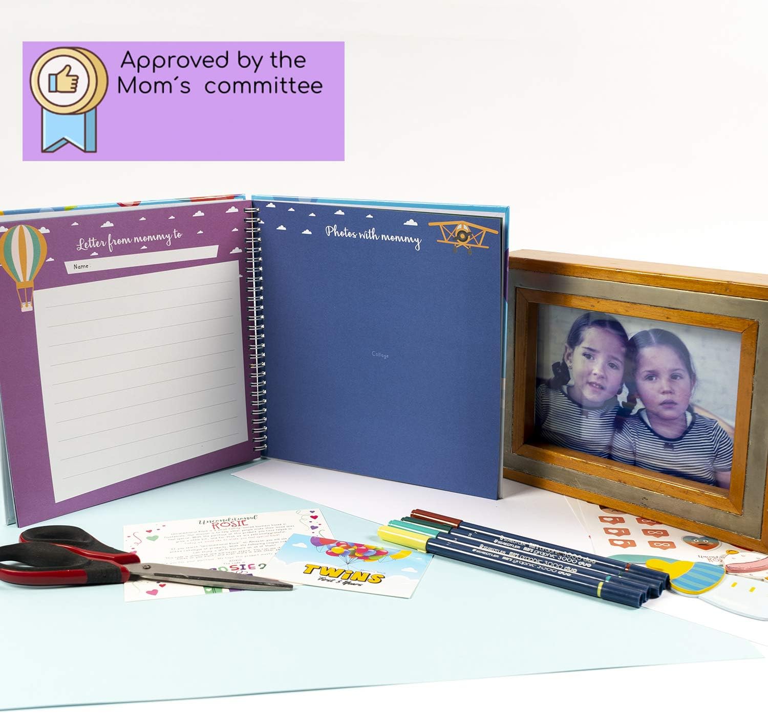 Twins Baby Items | First Year Hardcover Memory Book Clouds Edition | Newborn Babies 1st Year Journal and Milestones Photo Album | Perfect and Unique Gift Idea for Baby Showers and Birthday Presents