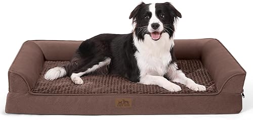 Cama ortopédica para perros grandes, sofá XL para mascotas para perros extragrandes, cojín de espuma de gran apoyo en forma de U con funda de forro