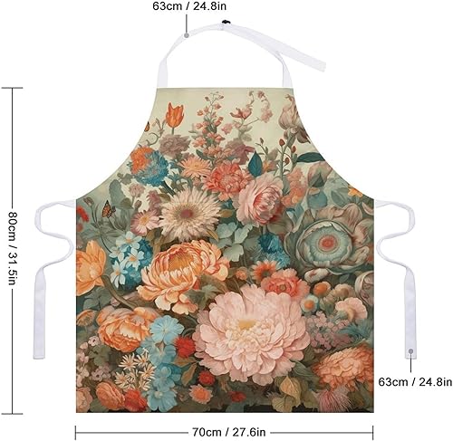 Miniatura 2 de MUSM Apron for Adults - 27.6 X 31.5 Inch, Heavy-Duty Polyester Aprons with Two Large Pockets, Waterproof Pastel Colors Kitchen Apron for Cooking,
