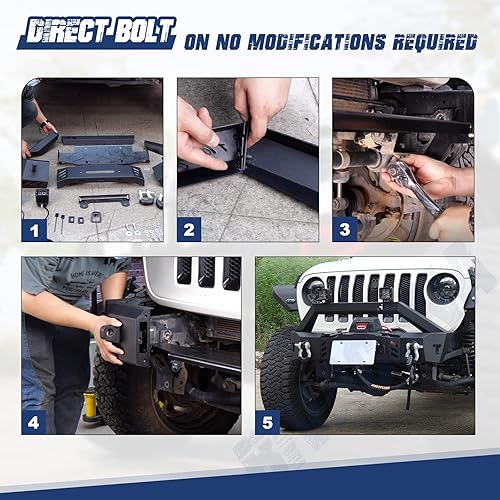 Miniatura 6 de Parachoques delantero Wrangler Gladiator para Jeep Wrangler JL 2018-2025 y JK 2007-2018 y Gladiator JT 2019-2025, parachoques delantero rechoncho