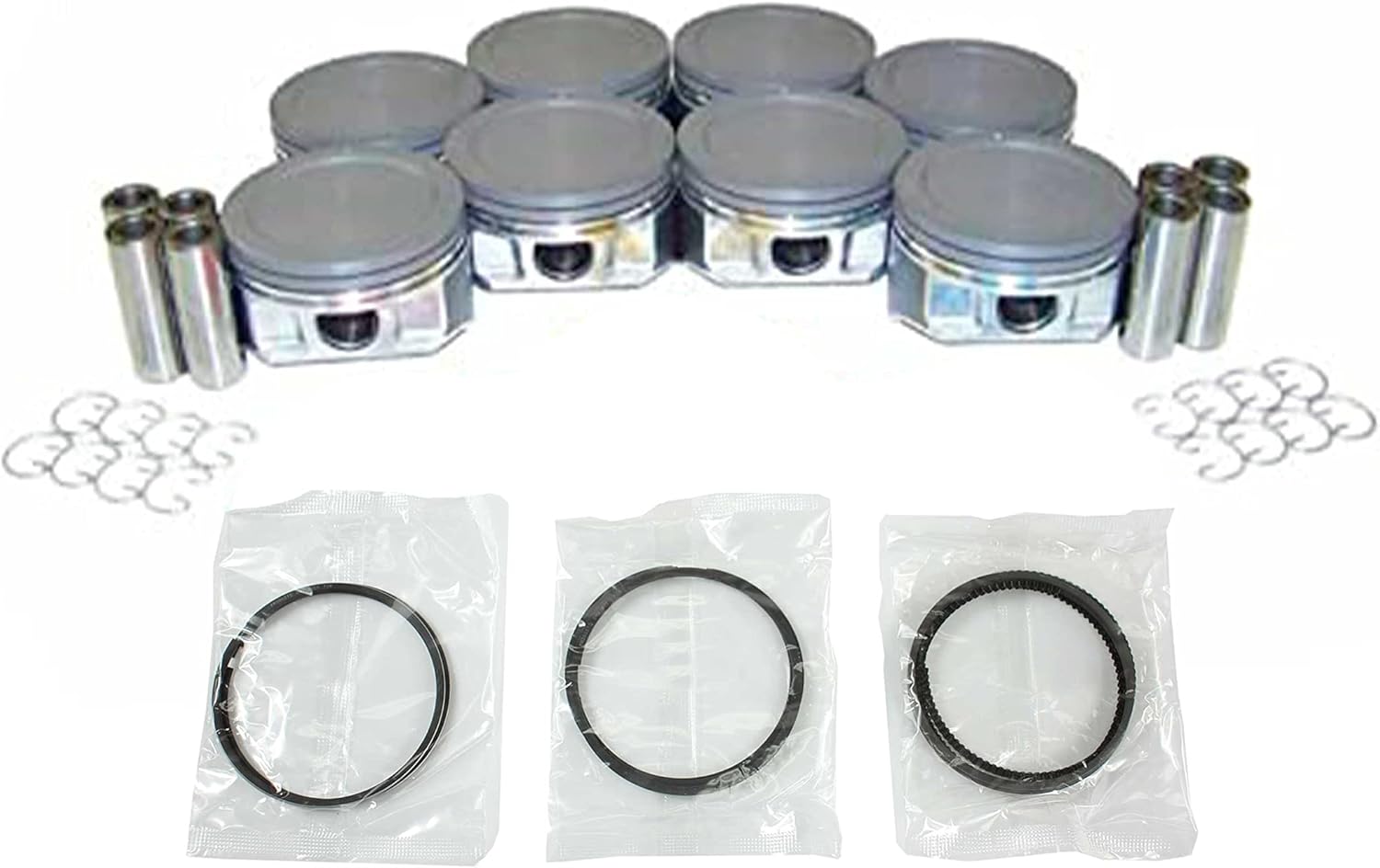 DNJ PRK3168A Piston and Ring Kit For 2004-2007 Buick Cadillac Chevrolet GMC Isuzu Ascender Avalanche 1500 Envoy XL Envoy XUV Escalade Express 1500 5.3L V8 OHV 16V Naturally Aspirated L59,LH6,LM4,LM7