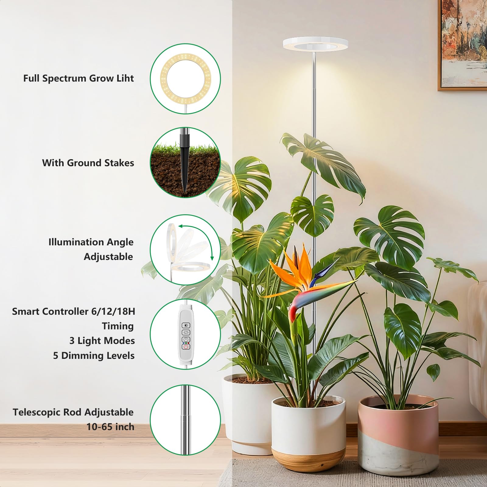 COKOLILA Pflanzenlampe LED, Vollspektrum Grow Light Pflanzenlicht fr  Indoor Pflanzen, Wachstumslampe fr Veg & Blte von Krutern, Tomaten,  Blumen, Zier- & Zimmerpflanzen,Weie : Amazon.de: Garten